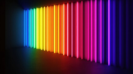 Wall Mural - Chromatic light play with a spectrum of neon hues flowing seamlessly together