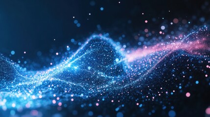 Wall Mural - digital abstract resembling a galaxy with glowing star-like particles