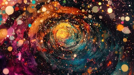 Wall Mural - digital abstract resembling a galaxy with glowing star-like particles