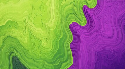 Wall Mural - Digital abstraction featuring vivid fractal designs in neon green and purple