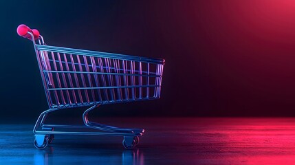 Wall Mural - Modern Shopping Cart on Vibrant Background