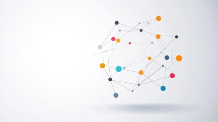 Abstract Network Connections with Colorful Nodes on a Light Background Representing Technology, Communication, and Data Flow in a Modern Digital Environment