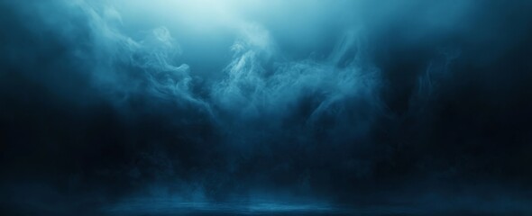 Fototapete - Dark blue smoky background with light.