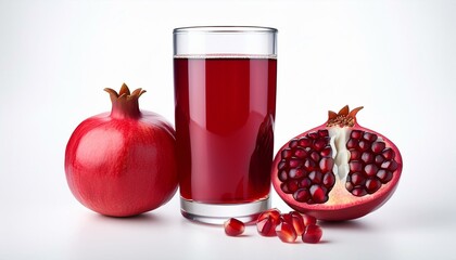 Wall Mural - Glass of pomegranate juice with fresh pomegranates.