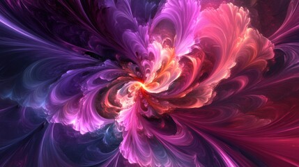 Wall Mural - Radiant fluid art with vibrant pinks and purples blending into dynamic swirls