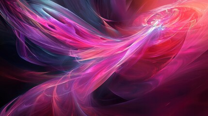 Wall Mural - Radiant fluid art with vibrant pinks and purples blending into dynamic swirls