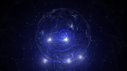 Wall Mural - loop blurred digital infinity spiral and sphere rotation.