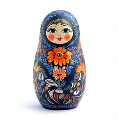 a traditional matryoshka doll, Russian cultural theme, intricate patterns, vibrant colors, isolated on white background  