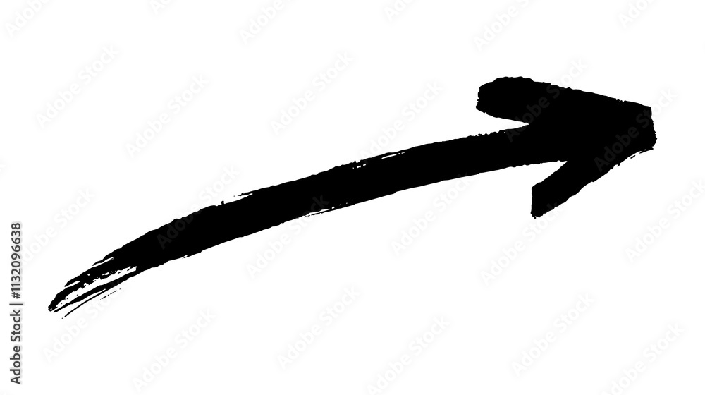 Hand draw brush stroke arrow isolated on transparent background Stock ...