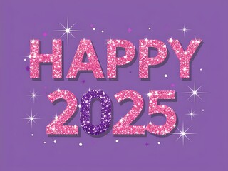 Wall Mural - Glittery Pink Happy New Year Two Thousand Twenty Five