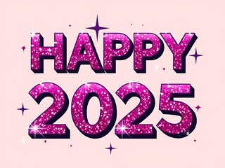 Wall Mural - Happy New Year Two Thousand Twenty Five Glitter Design