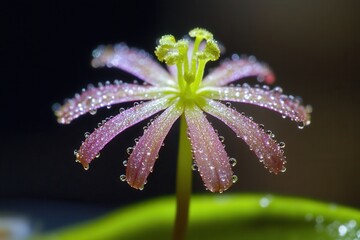 Wall Mural - Delicate flower with water droplets glistening.