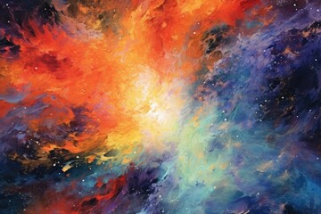 Wall Mural - abstract cosmic nebula painting vivid colors