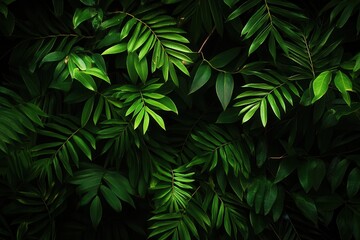 Wall Mural - Lush green foliage creating a serene natural backdrop.