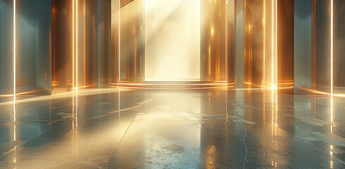 Wall Mural - a corner designed for stepping into the spotlight, surrounded by a dramatic scenography of lights an