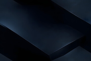 Canvas Print - Black dark blue abstract modern background. Geometric shape. Line angle diagonal triangle 3d. Gradient. Light shadow shimmer matte metallic effect. Design. Minimal.