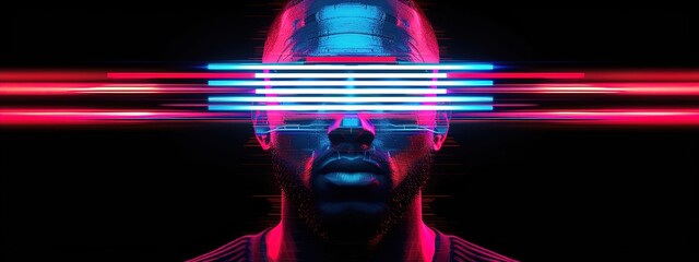 Poster - Glitch effect portrait with vibrant colors 