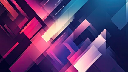 Wall Mural - Abstract geometric shapes in vibrant pink, purple, and blue hues.