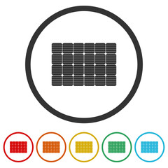 Wall Mural - Solar panel logo. Set icons in color circle buttons