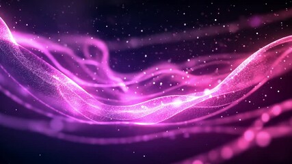 Wall Mural - Abstract pink glowing wave with sparkling particles.