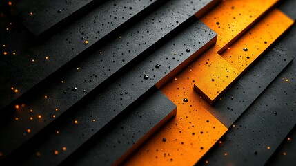 Wall Mural - Abstract Black And Orange Geometric Block Design