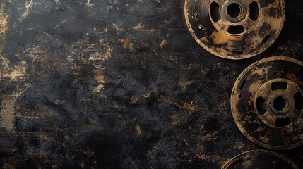 Wall Mural - imagine a dark, velvety black background with distressed gold scratches layered across it.