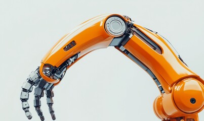 Poster - A close-up of an orange robotic arm showcasing advanced engineering.