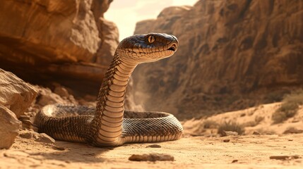 Wall Mural - Desert Serpent: A Majestic Cobra in the Sands of Time