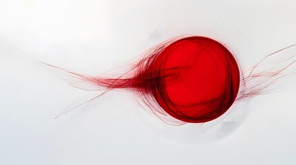 Wall Mural - white background with red circle distorted line 