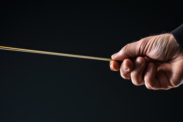 Poster - Close-up of a conductor's hand holding a baton against a dark background.