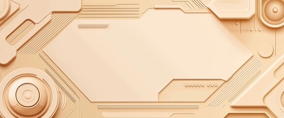 Poster - Abstract beige tech background with geometric shapes and copy space.
