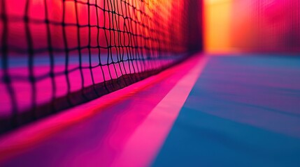 Wall Mural - Low angle tennis net on vibrant background