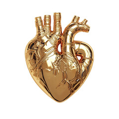 Poster - 3D Golden Heart Icon on transparent Background