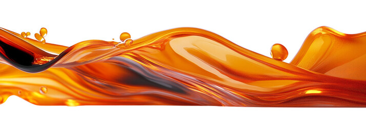 Poster - 3D Orange and Black Wave Holographic Abstract on transparent Background