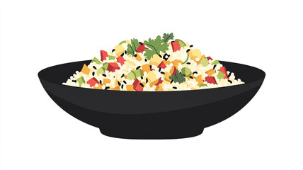 Wall Mural - Quinoa salad on a serving plate featuring quinoa, vegetables, herbs, and nuts, Food Illustration