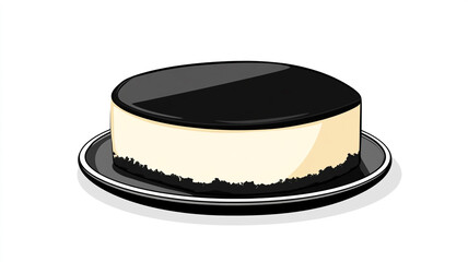 Wall Mural - Whole cheesecake with a uniform top on a round serving dish, Food Illustration