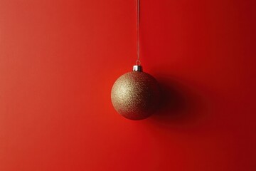 Wall Mural - Minimalist christmas ornament on red background for festive design and holiday decor