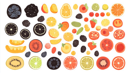 Wall Mural - Selection of dried fruits spread across a plain, flat surface, Food Digital Art