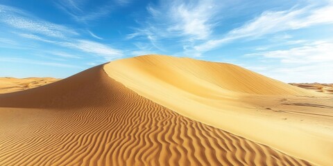Wall Mural - Majestic sand dunes create a stunning landscape within the desert, showcasing the beauty of sand formations and the vastness of the desert environment in a captivating way.