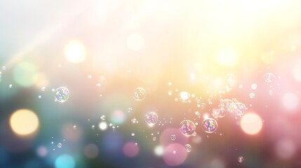 Poster - Iridescent bubbles hover gently against an ethereal background, showcasing intricate reflections and soft colors that create a whimsical and airy mood