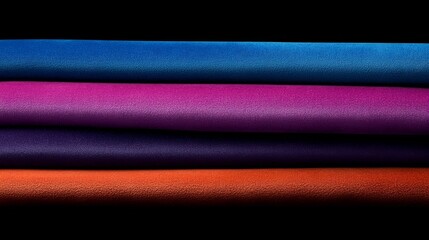 Poster - Stacked velvet fabrics display deep colors and rich textures, arranged in elegant folds that convey a sense of luxury and artistic beauty