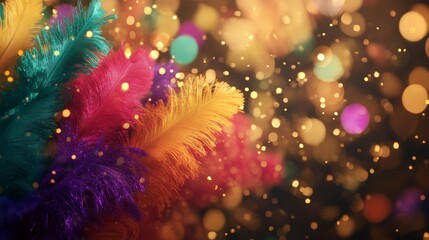 Aufkleber - Dynamic burst of multicolored confetti fills the air, creating an atmosphere of joy and excitement against a shimmering gold backdrop, perfect for celebrations