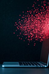Leinwandbilder - Futuristic Cyber Security Concept with Glowing Laptop and Digital Particles