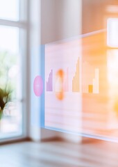 Poster - Pastel Gradient Charts in Minimalist Room Abstract Economic Visualization