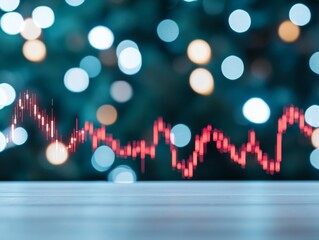 Poster - Festive Financial Insights Glowing Stock Market Chart in Holiday Bokeh Background