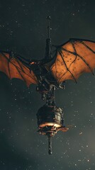Wall Mural - steampunk airship soars through starry cosmos