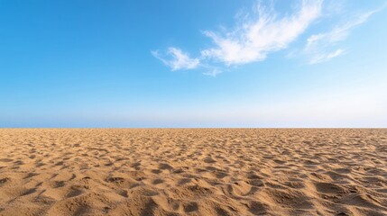 Poster - Soft golden sand meets a calm turquoise sea under a clear sky, creating a tranquil atmosphere perfect for relaxation and contemplation