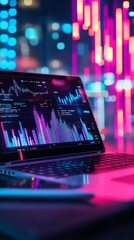 Aufkleber - Bright Cryptocurrency Market Dashboard with Futuristic Holographics in a Dynamic Fintech Setting