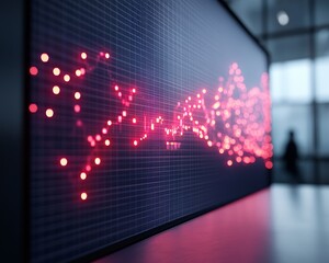 Aufkleber - Futuristic Trading Floor with Digital Graphs and Broker Silhouettes Under Glowing Lights