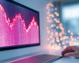 Aufkleber - Futuristic Trading Desk with Holographic Cryptocurrency Displays in Neon Lights